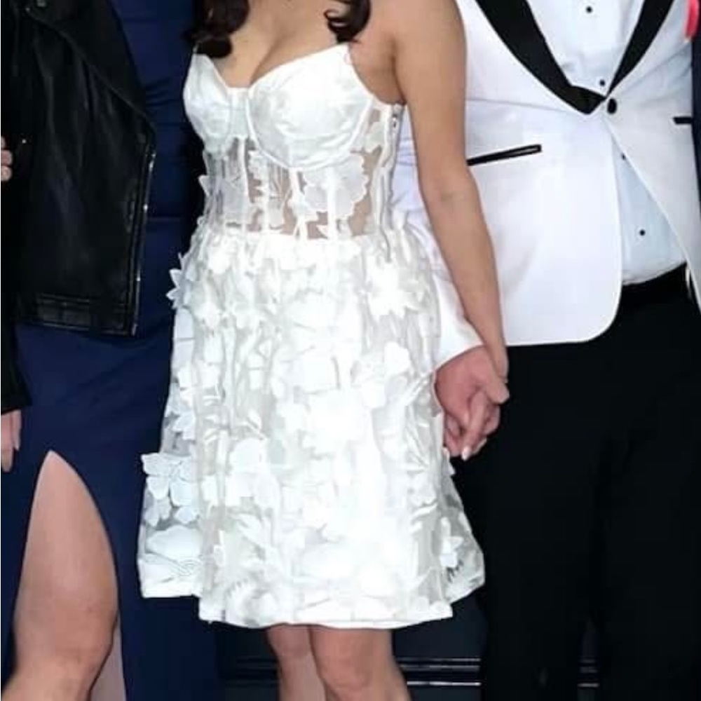 White Tiered Ruffled Bustier Sundress